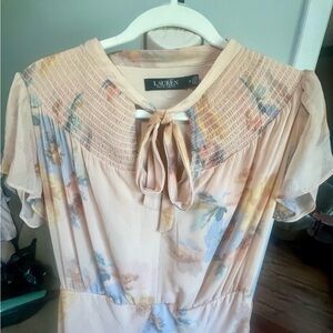 Ralph Lauren Black Label Size 12 Floral Print Flowy Dress